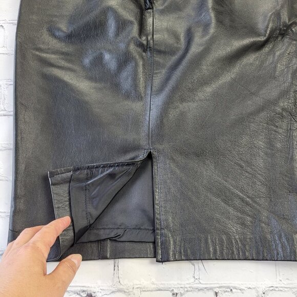 Elizabeth Woman’s Genuine leather black pencil skirt size 5/6 EUR - Picture 4 of 13